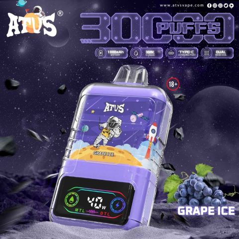 DE021 E-papierosy jednorazówka 30000 Puffs z wyświetlaczem LED i regulowanym przepływem powietrza MTL DTL ATVS Vape