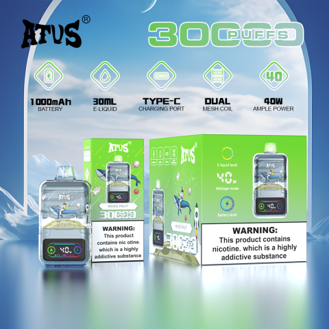 DE021 E-papierosy jednorazówka 30000 Puffs z wyświetlaczem LED i regulowanym przepływem powietrza MTL DTL ATVS Vape