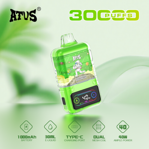 DE021 E-papierosy jednorazówka 30000 Puffs z wyświetlaczem LED i regulowanym przepływem powietrza MTL DTL ATVS Vape