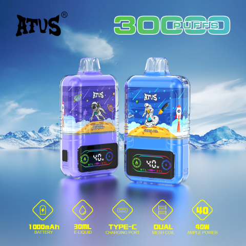 DE021 E-papierosy jednorazówka 30000 Puffs z wyświetlaczem LED i regulowanym przepływem powietrza MTL DTL ATVS Vape