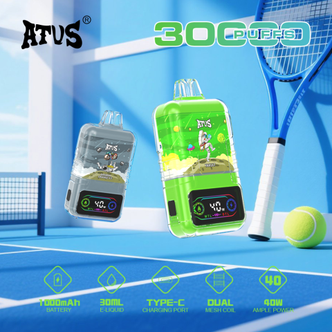 DE021 E-papierosy jednorazówka 30000 Puffs z wyświetlaczem LED i regulowanym przepływem powietrza MTL DTL ATVS Vape