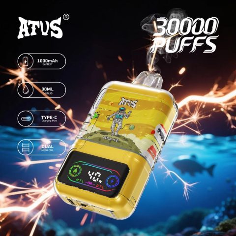 DE021 E-papierosy jednorazówka 30000 Puffs z wyświetlaczem LED i regulowanym przepływem powietrza MTL DTL ATVS Vape