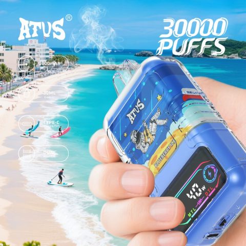 DE021 E-papierosy jednorazówka 30000 Puffs z wyświetlaczem LED i regulowanym przepływem powietrza MTL DTL ATVS Vape