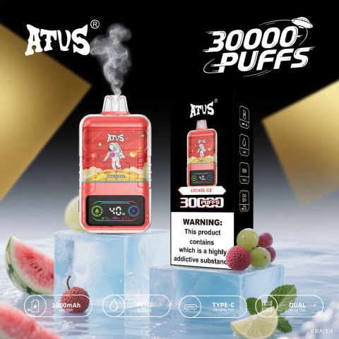 DE021 E-papierosy jednorazówka 30000 Puffs z wyświetlaczem LED i regulowanym przepływem powietrza MTL DTL ATVS Vape