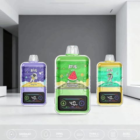 DE021 E-papierosy jednorazówka 30000 Puffs z wyświetlaczem LED i regulowanym przepływem powietrza MTL DTL ATVS Vape