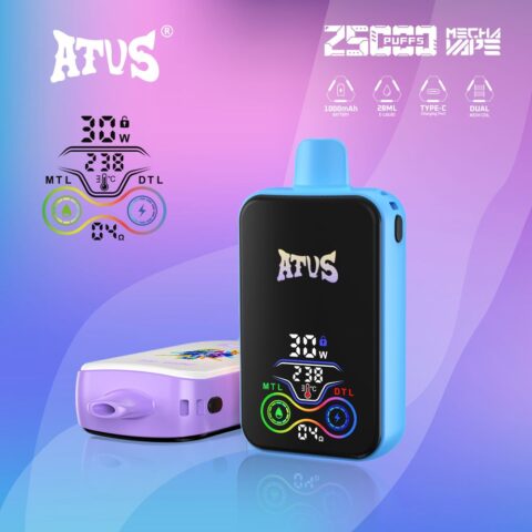 DE022 E-papierosy jednorazówka 25000 Puffs z pełnym ekranem, ładowalny i regulowany przepływ powietrza ATVS Vape