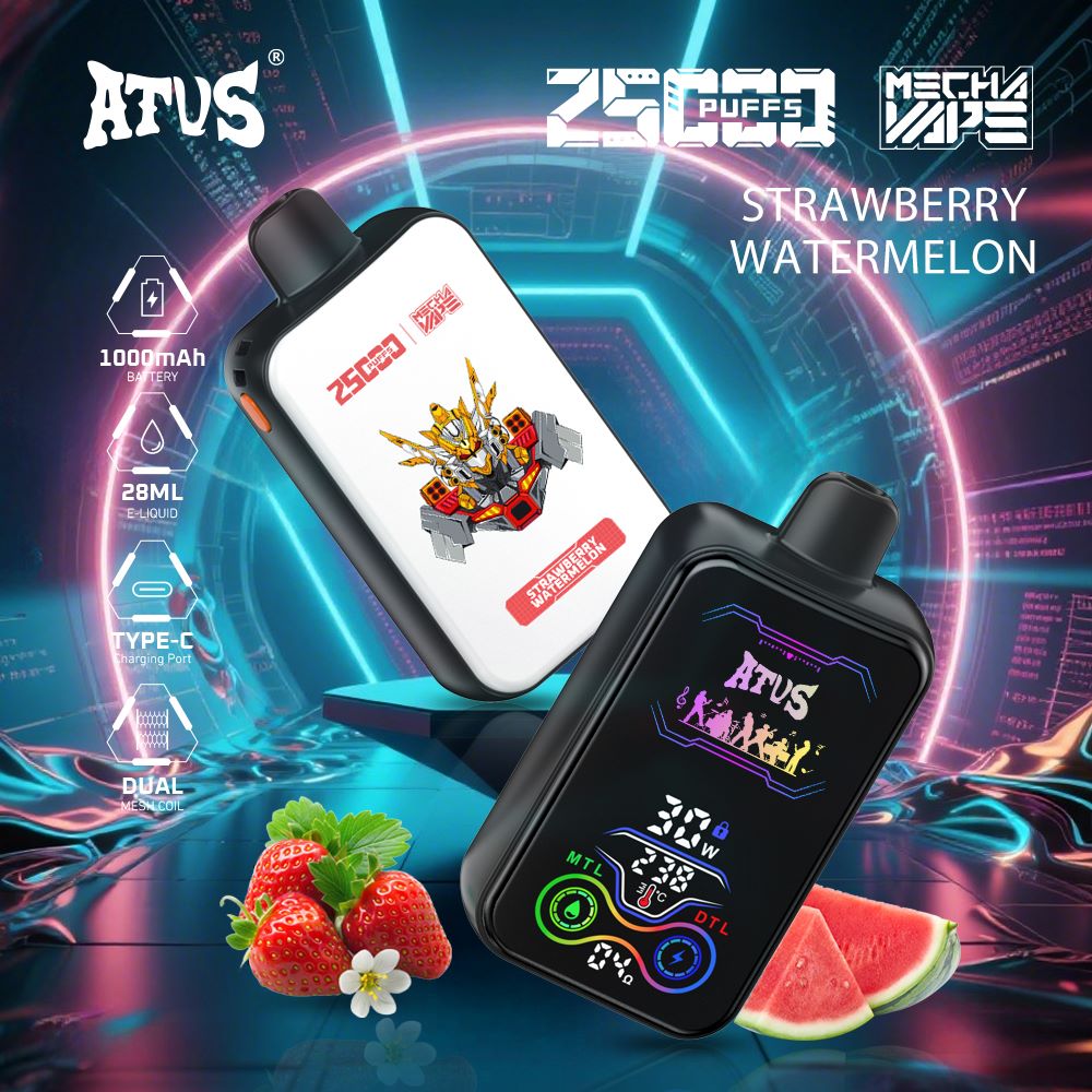 DE022 E-papierosy jednorazówka 25000 Puffs z pełnym ekranem, ładowalny i regulowany przepływ powietrza ATVS Vape