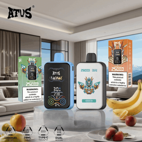 DE022 E-papierosy jednorazówka 25000 Puffs z pełnym ekranem, ładowalny i regulowany przepływ powietrza ATVS Vape