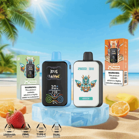 DE022 E-papierosy jednorazówka 25000 Puffs z pełnym ekranem, ładowalny i regulowany przepływ powietrza ATVS Vape