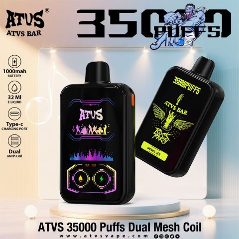 DE022 E-papierosy jednorazówka 35000 Puffs z pełnym ekranem, ładowalny i regulowany przepływ powietrza ATVS Vape