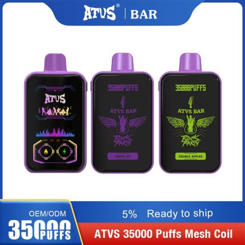 DE022 E-papierosy jednorazówka 35000 Puffs z pełnym ekranem, ładowalny i regulowany przepływ powietrza ATVS Vape