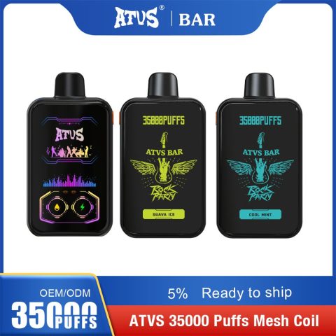 DE022 E-papierosy jednorazówka 35000 Puffs z pełnym ekranem, ładowalny i regulowany przepływ powietrza ATVS Vape