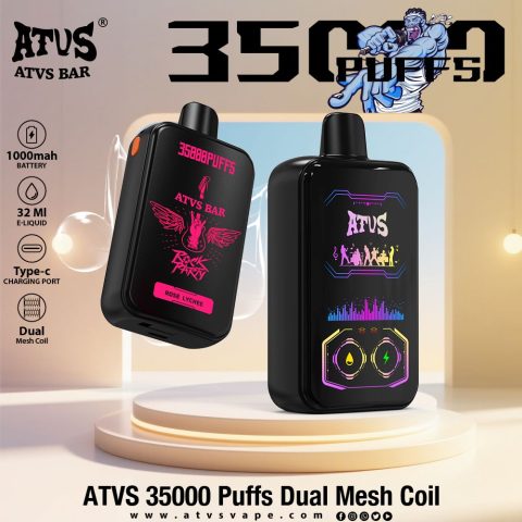 DE022 E-papierosy jednorazówka 35000 Puffs z pełnym ekranem, ładowalny i regulowany przepływ powietrza ATVS Vape