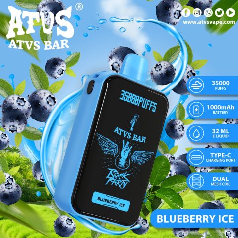 DE022 E-papierosy jednorazówka 35000 Puffs z pełnym ekranem, ładowalny i regulowany przepływ powietrza ATVS Vape