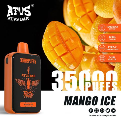 DE022 E-papierosy jednorazówka 35000 Puffs z pełnym ekranem, ładowalny i regulowany przepływ powietrza ATVS Vape