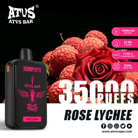 DE022 E-papierosy jednorazówka 35000 Puffs z pełnym ekranem, ładowalny i regulowany przepływ powietrza ATVS Vape