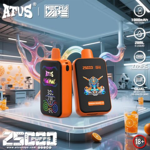 DE022 E-papierosy jednorazówka 25000 Puffs z pełnym ekranem, ładowalny i regulowany przepływ powietrza ATVS Vape