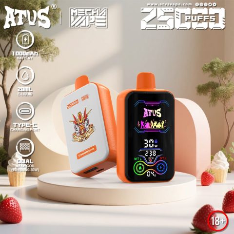 DE022 E-papierosy jednorazówka 25000 Puffs z pełnym ekranem, ładowalny i regulowany przepływ powietrza ATVS Vape
