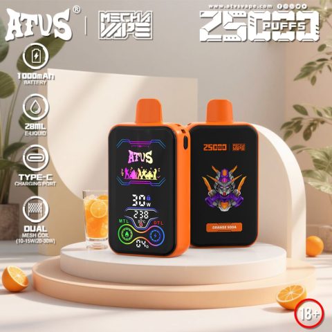 DE022 E-papierosy jednorazówka 25000 Puffs z pełnym ekranem, ładowalny i regulowany przepływ powietrza ATVS Vape