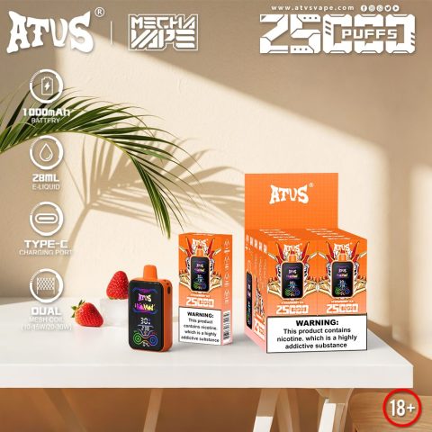 DE022 E-papierosy jednorazówka 25000 Puffs z pełnym ekranem, ładowalny i regulowany przepływ powietrza ATVS Vape