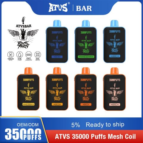 DE022 E-papierosy jednorazówka 35000 Puffs z pełnym ekranem, ładowalny i regulowany przepływ powietrza ATVS Vape