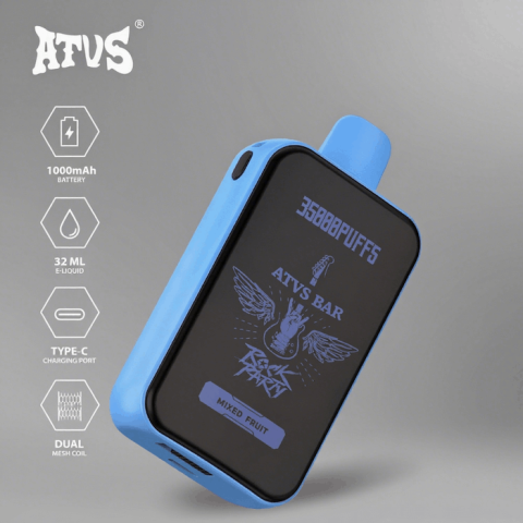 DE022 E-papierosy jednorazówka 35000 Puffs z pełnym ekranem, ładowalny i regulowany przepływ powietrza ATVS Vape