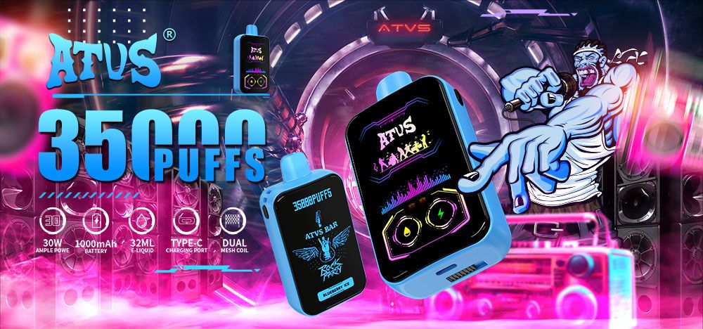DE022 E-papierosy jednorazówka 35000 Puffs z pełnym ekranem, ładowalny i regulowany przepływ powietrza ATVS Vape