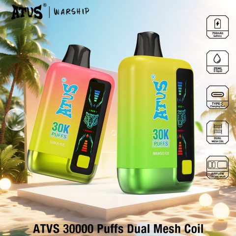 DE026 30000 puffs wepomable vape z ekranem wyświetlającym LED i regulowanym przepływem powietrza ATVS Vape