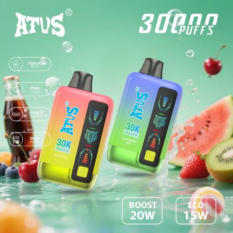 DE026 30000 puffs wepomable vape z ekranem wyświetlającym LED i regulowanym przepływem powietrza ATVS Vape