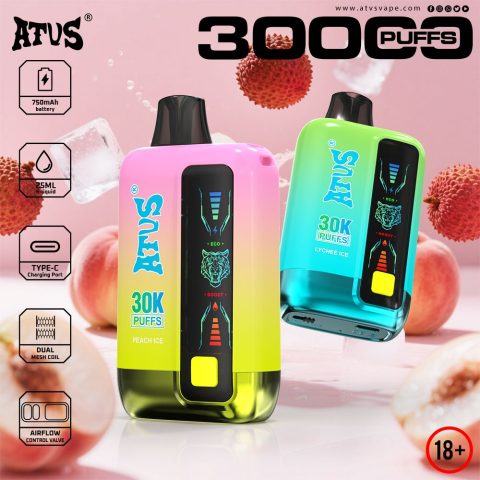 DE026 30000 puffs wepomable vape z ekranem wyświetlającym LED i regulowanym przepływem powietrza ATVS Vape