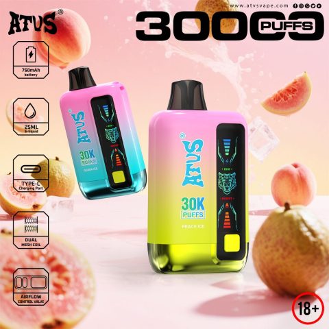 DE026 30000 puffs wepomable vape z ekranem wyświetlającym LED i regulowanym przepływem powietrza ATVS Vape