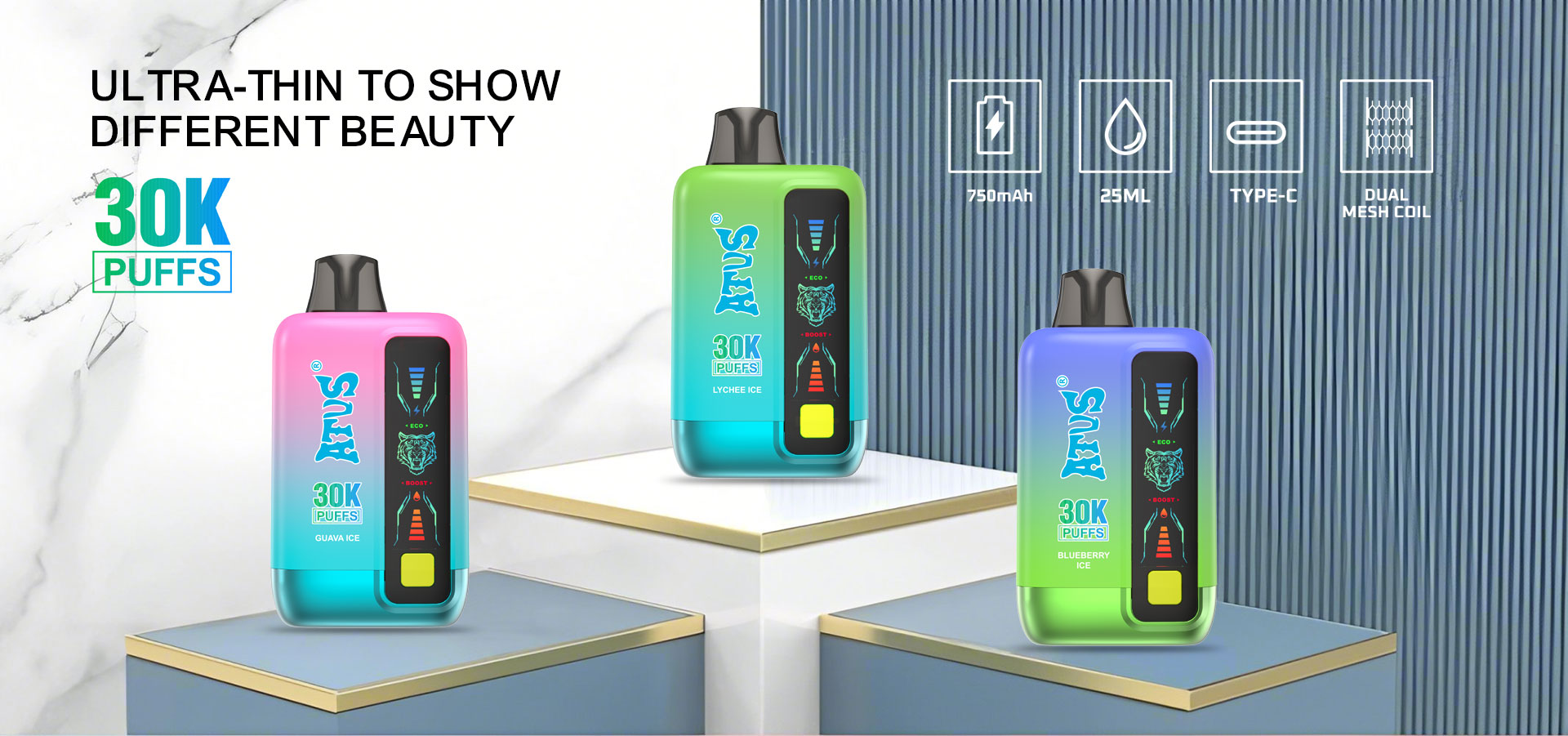 DE026 30000 puffs wepomable vape z ekranem wyświetlającym LED i regulowanym przepływem powietrza ATVS Vape