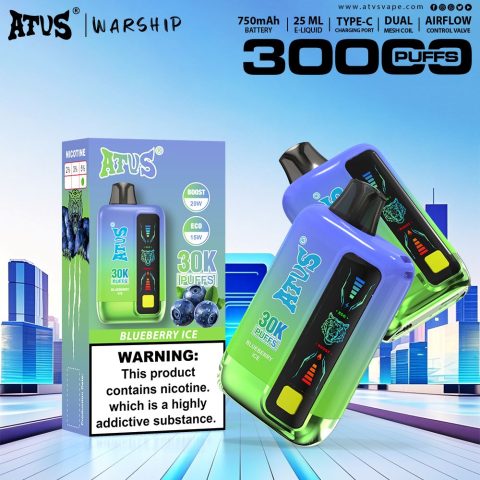 DE026 30000 puffs wepomable vape z ekranem wyświetlającym LED i regulowanym przepływem powietrza ATVS Vape