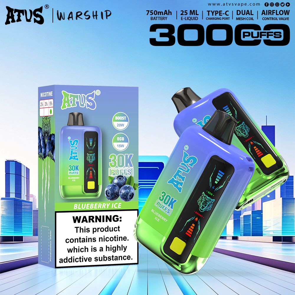 DE026 30000 puffs wepomable vape z ekranem wyświetlającym LED i regulowanym przepływem powietrza ATVS Vape