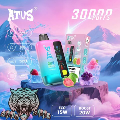 DE026 30000 puffs wepomable vape z ekranem wyświetlającym LED i regulowanym przepływem powietrza ATVS Vape