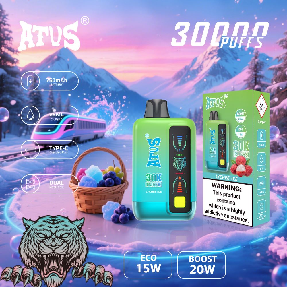 DE026 30000 puffs wepomable vape z ekranem wyświetlającym LED i regulowanym przepływem powietrza ATVS Vape