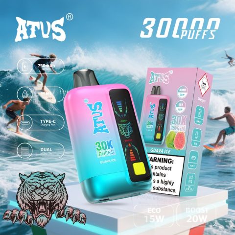 DE026 30000 puffs wepomable vape z ekranem wyświetlającym LED i regulowanym przepływem powietrza ATVS Vape