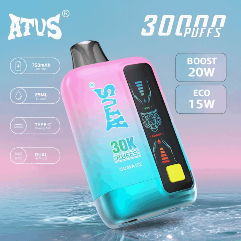 DE026 30000 puffs wepomable vape z ekranem wyświetlającym LED i regulowanym przepływem powietrza ATVS Vape