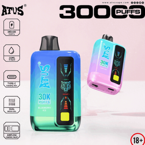 DE026 30000 puffs wepomable vape z ekranem wyświetlającym LED i regulowanym przepływem powietrza ATVS Vape