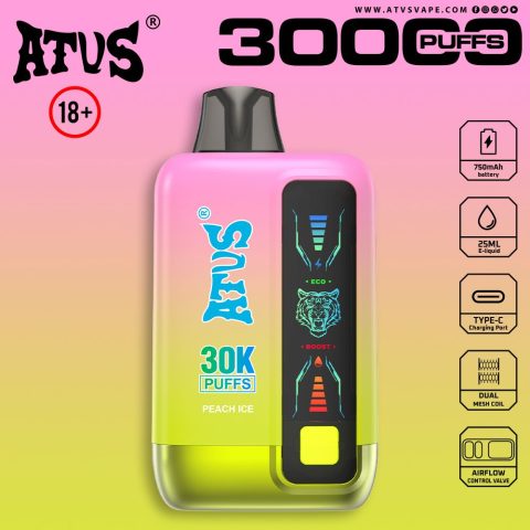 DE026 30000 puffs wepomable vape z ekranem wyświetlającym LED i regulowanym przepływem powietrza ATVS Vape