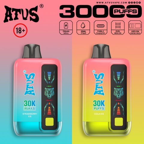 DE026 30000 puffs wepomable vape z ekranem wyświetlającym LED i regulowanym przepływem powietrza ATVS Vape