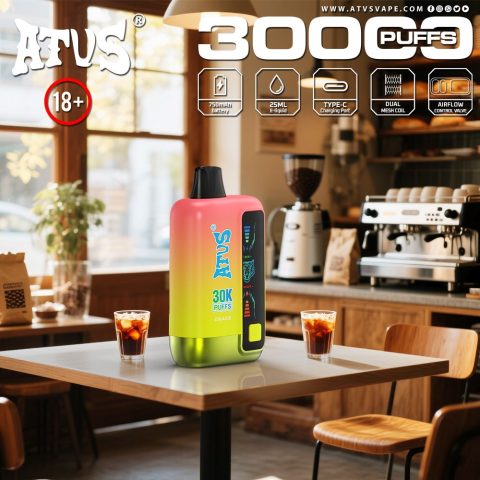 DE026 30000 puffs wepomable vape z ekranem wyświetlającym LED i regulowanym przepływem powietrza ATVS Vape