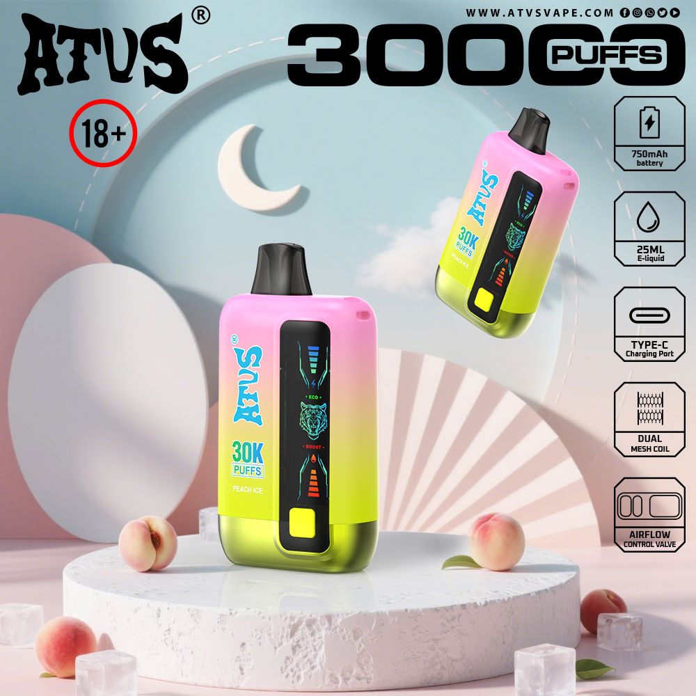 DE026 30000 puffs wepomable vape z ekranem wyświetlającym LED i regulowanym przepływem powietrza ATVS Vape