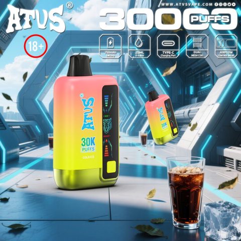 DE026 30000 puffs wepomable vape z ekranem wyświetlającym LED i regulowanym przepływem powietrza ATVS Vape