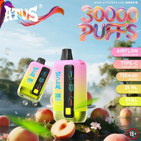 DE026 30000 puffs wepomable vape z ekranem wyświetlającym LED i regulowanym przepływem powietrza ATVS Vape