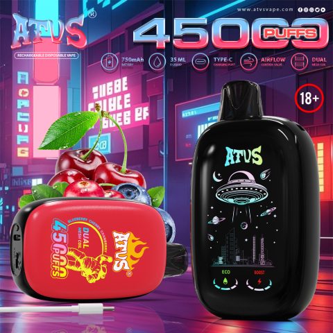 DE027 45000 Puffs Jednorazowy Vape z pełnym ekranem, ładowalny i regulowany przepływ powietrza ATVS Vape
