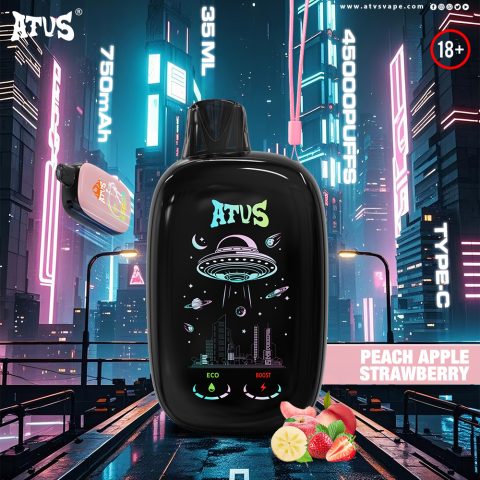 DE027 45000 Puffs Jednorazowy Vape z pełnym ekranem, ładowalny i regulowany przepływ powietrza ATVS Vape