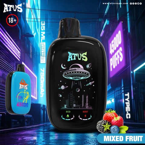 DE027 45000 Puffs Jednorazowy Vape z pełnym ekranem, ładowalny i regulowany przepływ powietrza ATVS Vape