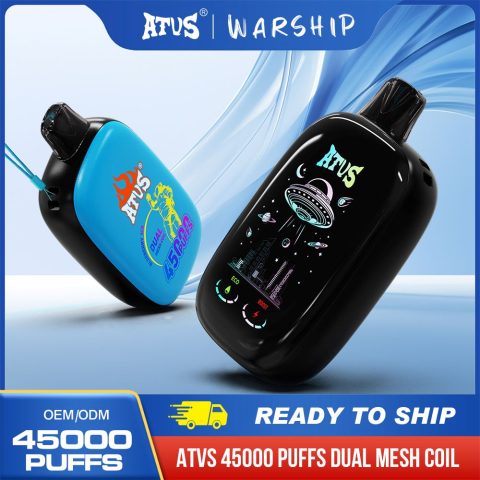 DE027 45000 Puffs Jednorazowy Vape z pełnym ekranem, ładowalny i regulowany przepływ powietrza ATVS Vape