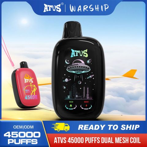 DE027 45000 Puffs Jednorazowy Vape z pełnym ekranem, ładowalny i regulowany przepływ powietrza ATVS Vape